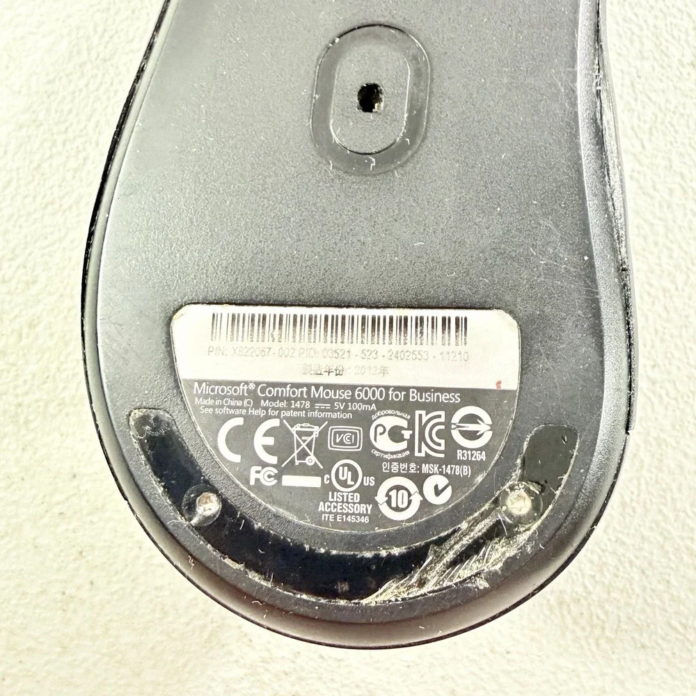 Microsoft Comfort‎ Mouse 6000 Model 1478 For PC & Mac TESTED WORKING